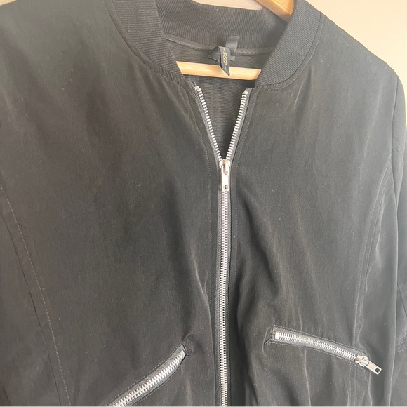 Want and Need Black Bomber Jacket with Silver Zipper Details Women's Size S - Picture 3 of 6